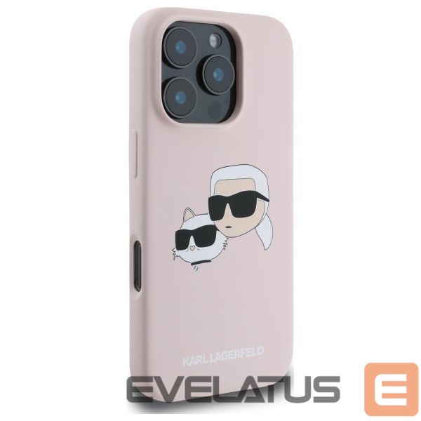 Back panel cover Karl Lagerfeld Karl Lagerfeld Silicone Nauble Heads Print MagSafe Case for iPhone 16 Pro - Pink