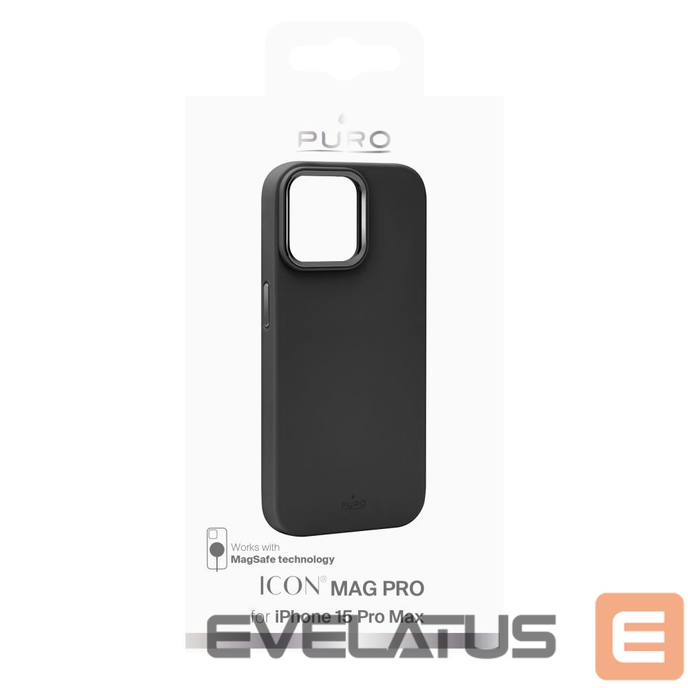 Back panel cover Puro Puro Icon Mag Pro MagSafe Silicone Case for iPhone 15 Pro Max - Black