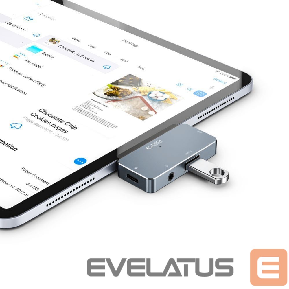 Other Computer Accessory Tech-Protect HUB Tech-Protect V6 4in1 USB-C - USB-A 3.0 / USB-C PD100W / HDMI / mini jack 3.5mm - gray