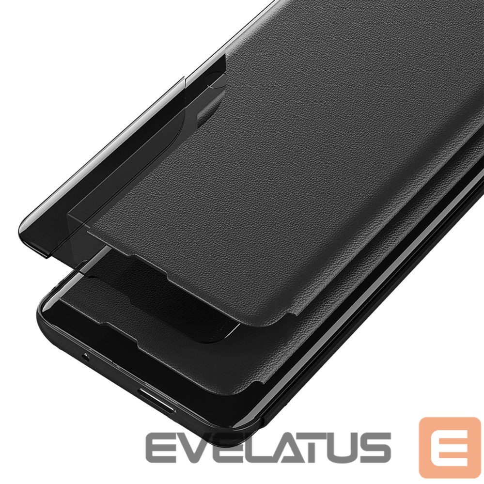 Back panel cover Hurtel Eco Leather View Case elegant case with flap and stand for iPhone 16e - black