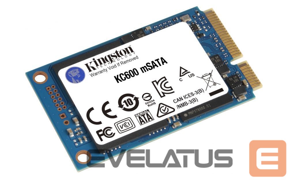 Hard drive SSD Kingston KC600 512 GB, SSD interface mSATA, Write speed 520 MB/s, Read speed 550 MB/s
