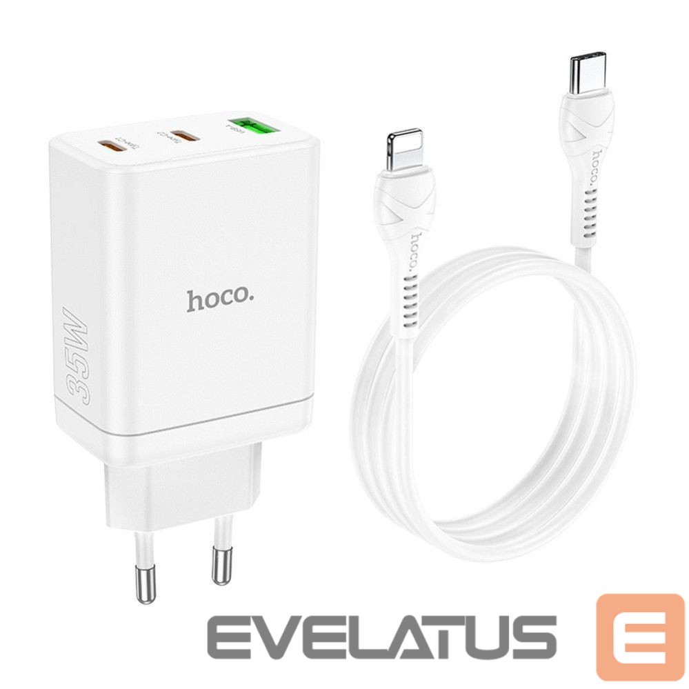 Adapter Hoco Phone charger Hoco 2 x USB C + USB A QC3.0 PD 3A 35W + cable USB C to Lightning N33 white