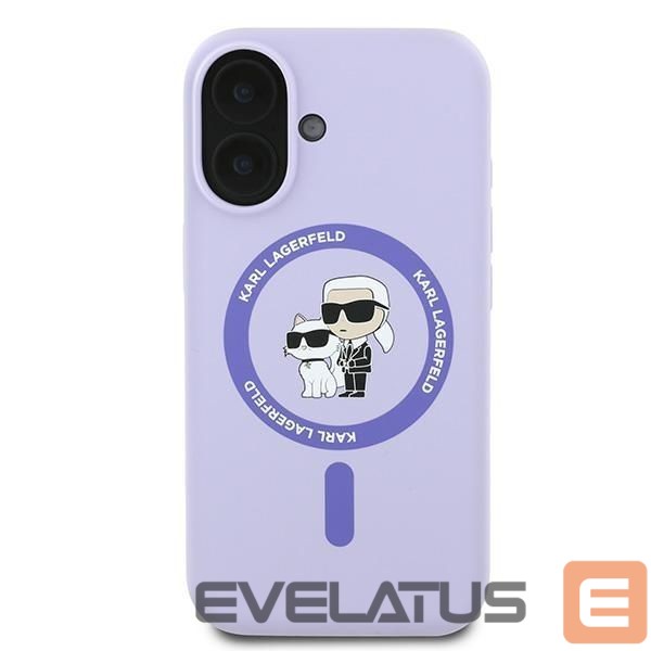 Back panel cover Karl Lagerfeld Karl Lagerfeld Silicone Karl&Choupette Heads Ring MagSafe Case for iPhone 16 Plus - Purple