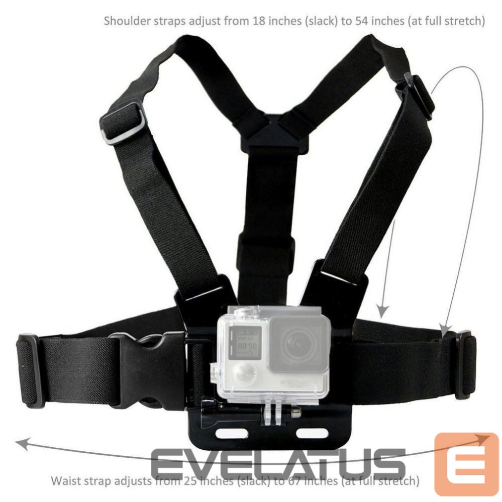 Camera accessory Hurtel Adjustable harness for a sports camera with a rotating tripod and a phone stand