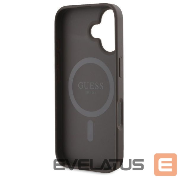 Back panel cover Guess Guess Peony On 4G Background MagSafe case for iPhone 16 - brown