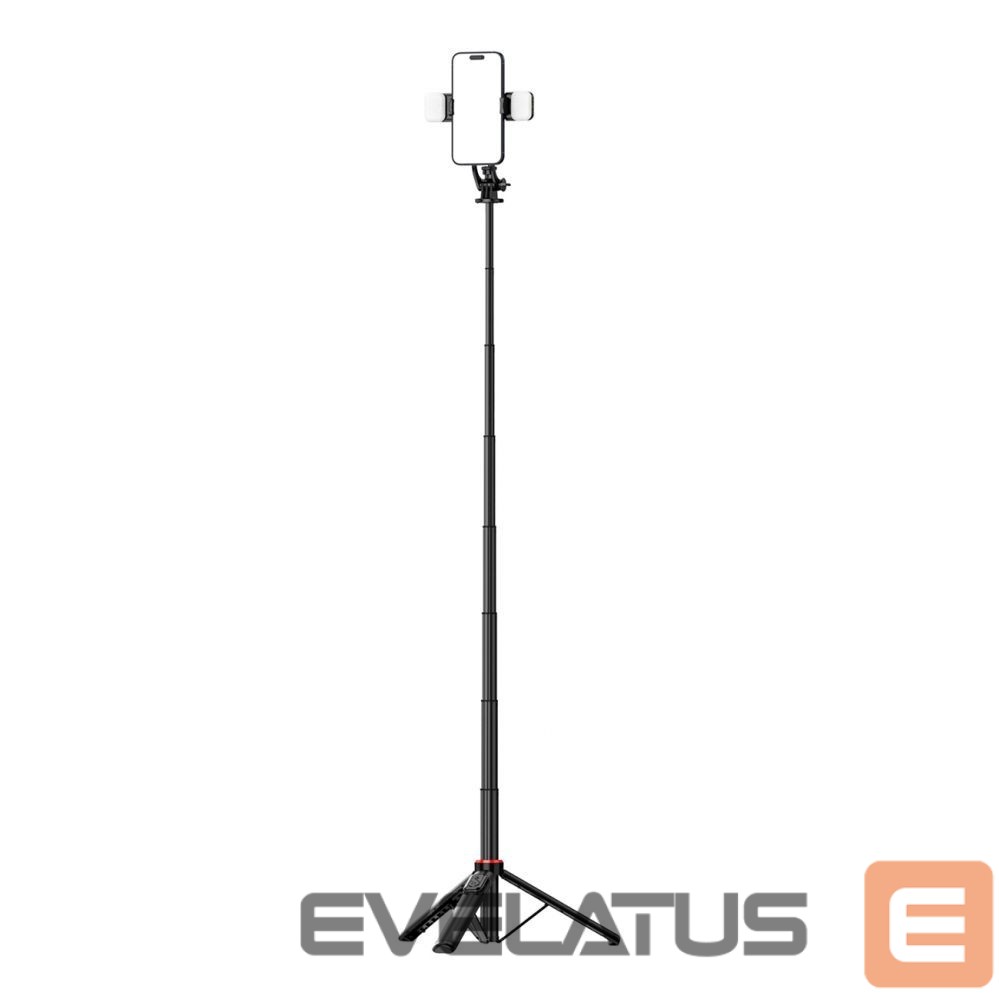 Camera accessory Hurtel Selfie stick WC12YDS 1.3m aluminum alloy telescopic tripod with dual lamp and phone holder - black