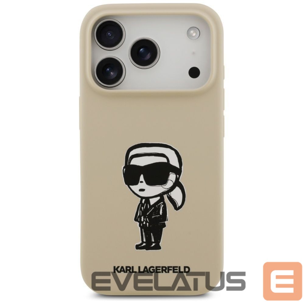 Back panel cover Karl Lagerfeld Apple KARL LAGERFELD case for IPHONE 17 Pro compatible with MagSafe KLHMP17LSKIGROW (Silicone W/ KL Sketch & Logo) brown Brown