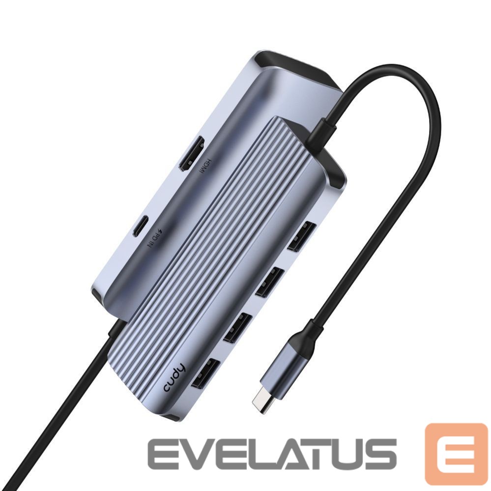 Routers Cudy UH500 PortMate USB-C 6-in-1 Hub 4K 30Hz HDMI USB-C PD 4x USB-A 3.0 Aluminum Grey