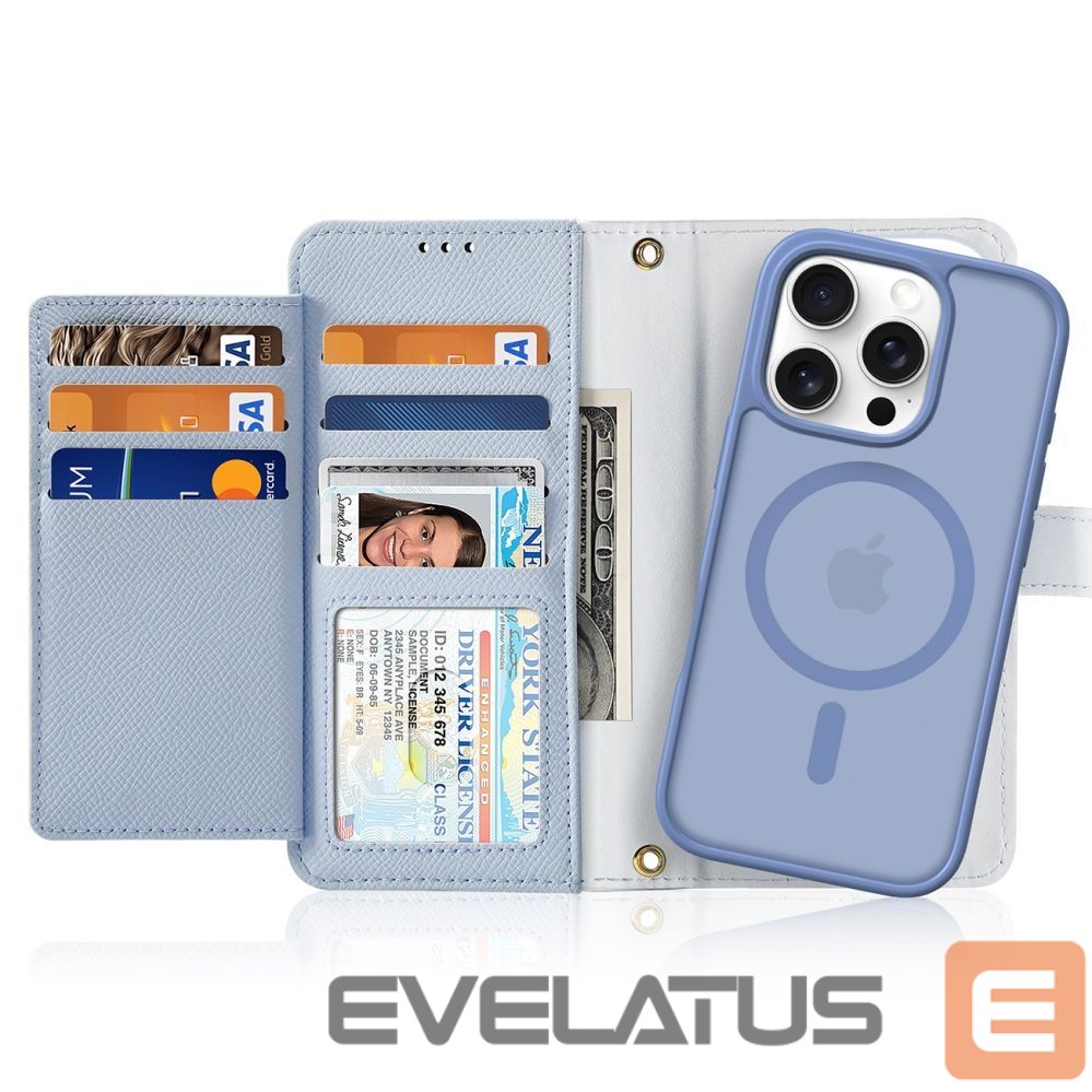 Back panel cover Dux Ducis Dux Ducis Lawa Leather Case for iPhone 16 Pro Max with Detachable Magnetic Wallet - Blue