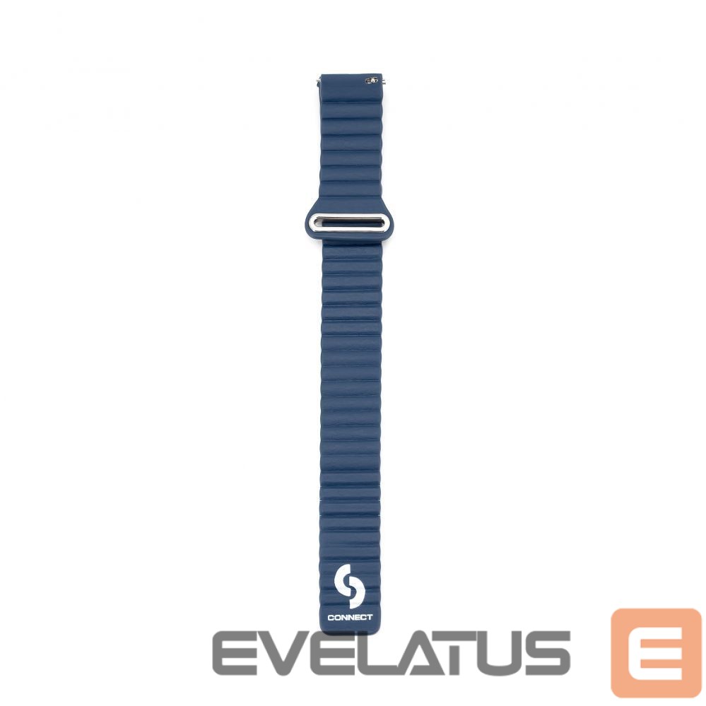 Strap Connect 22mm Flat head Leather - Silicone Loop Magnetic Watch Strap (130mm M/L) Midnight Blue