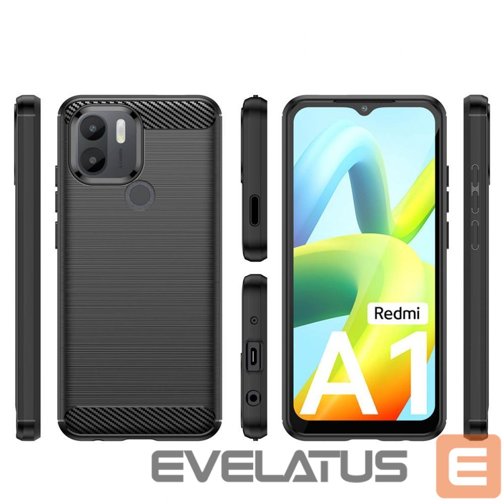 Back panel cover Hurtel Carbon Case case for Xiaomi Redmi A1+ flexible silicone carbon cover black
