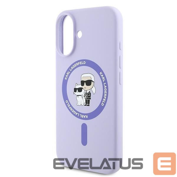 Back panel cover Karl Lagerfeld Karl Lagerfeld Silicone Karl&Choupette Heads Ring MagSafe Case for iPhone 16 Plus - Purple