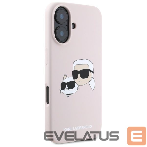 Back panel cover Karl Lagerfeld Karl Lagerfeld Silicone Nauble Heads Print MagSafe Case for iPhone 16 - Pink