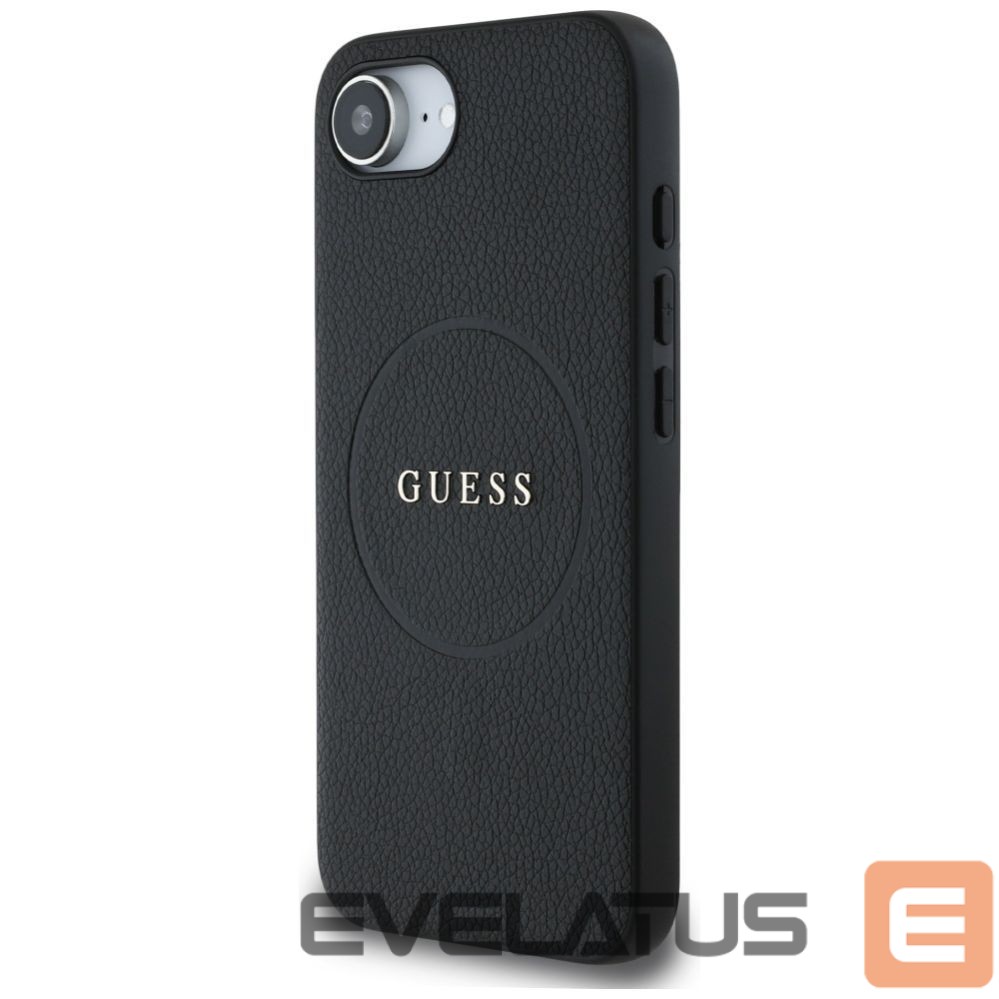 Back panel cover Guess Guess PU Grained Classic Logo case with MagSafe for iPhone 16e - black