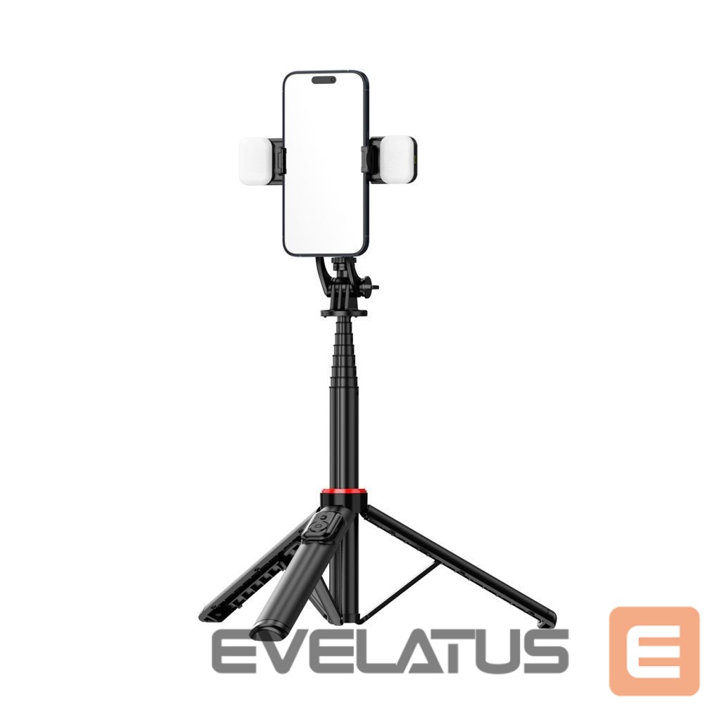 Camera accessory Hurtel Selfie stick WC12YDS 1.3m aluminum alloy telescopic tripod with dual lamp and phone holder - black