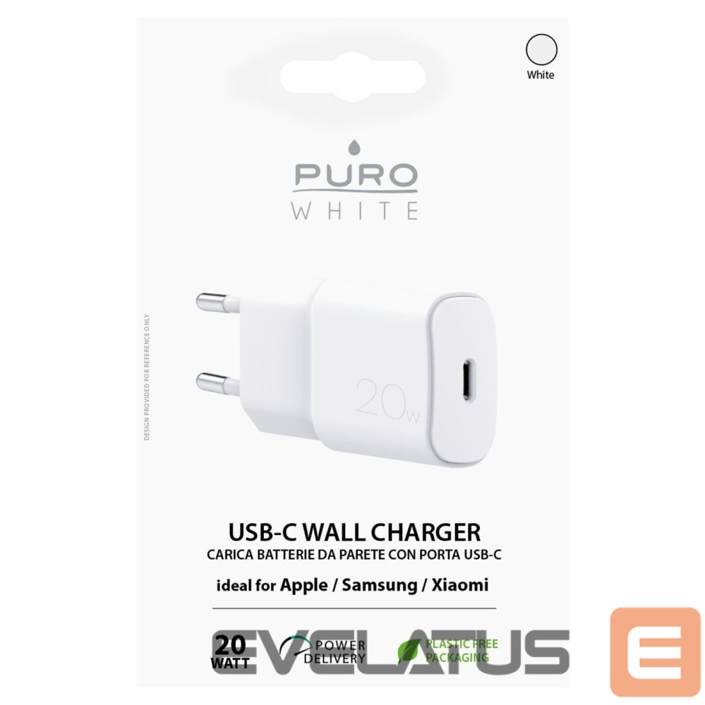Adapter Puro Elektrik Puro White 20W Power Delivery USB-C Wall Charger - White