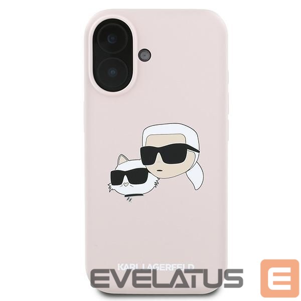 Back panel cover Karl Lagerfeld Karl Lagerfeld Silicone Case Heads Print MagSafe for iPhone 16 Plus - Pink