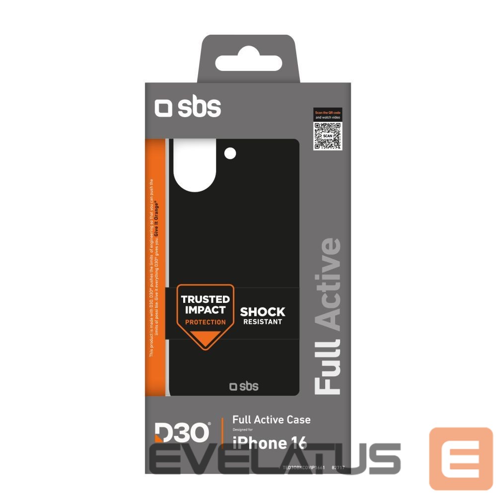 Back panel cover SBS SBS Full Active D3O iPhone 16 Case - Black