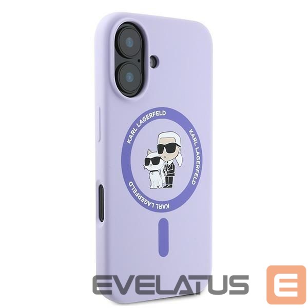 Back panel cover Karl Lagerfeld Karl Lagerfeld Silicone Karl&Choupette Heads Ring MagSafe Case for iPhone 16 Plus - Purple