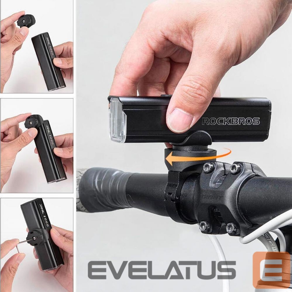 Bicycle accessory Rockbros Rockbros 24610002001 Front Bike Light 1000 lm + USB-C - USB-A Cable - Black