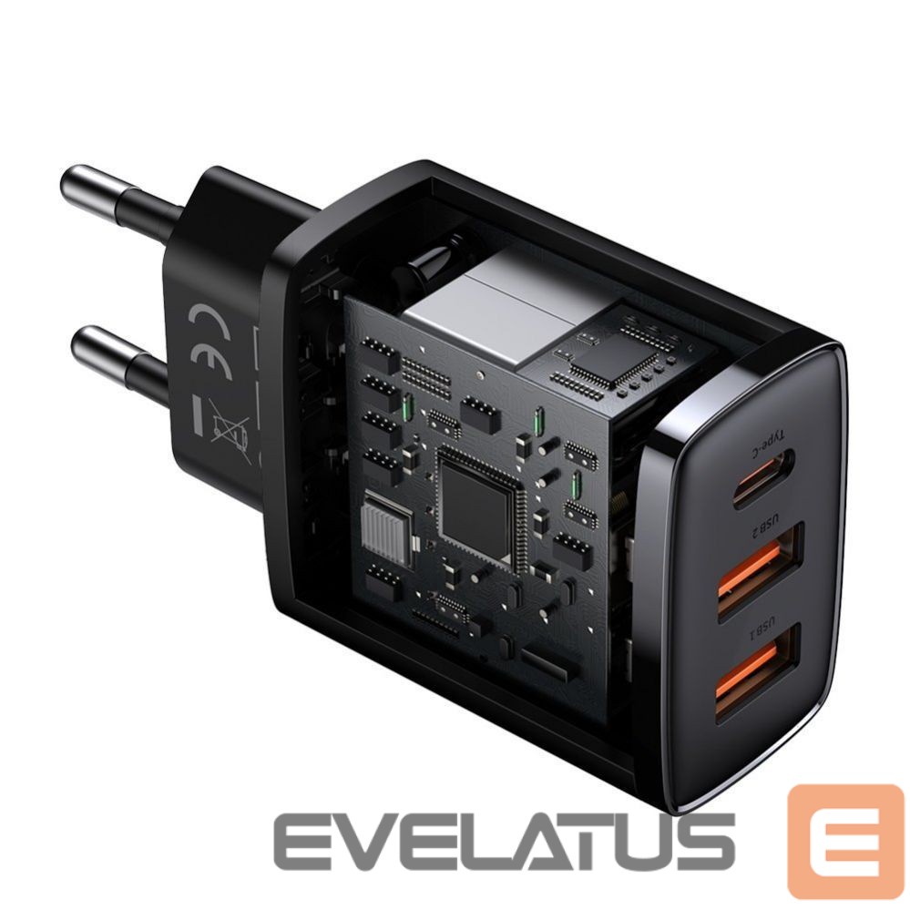 Adapter Baseus Baseus Compact fast charger 2x USB / USB Type C 30W 3A Power Delivery Quick Charge black (CCXJ-E01)