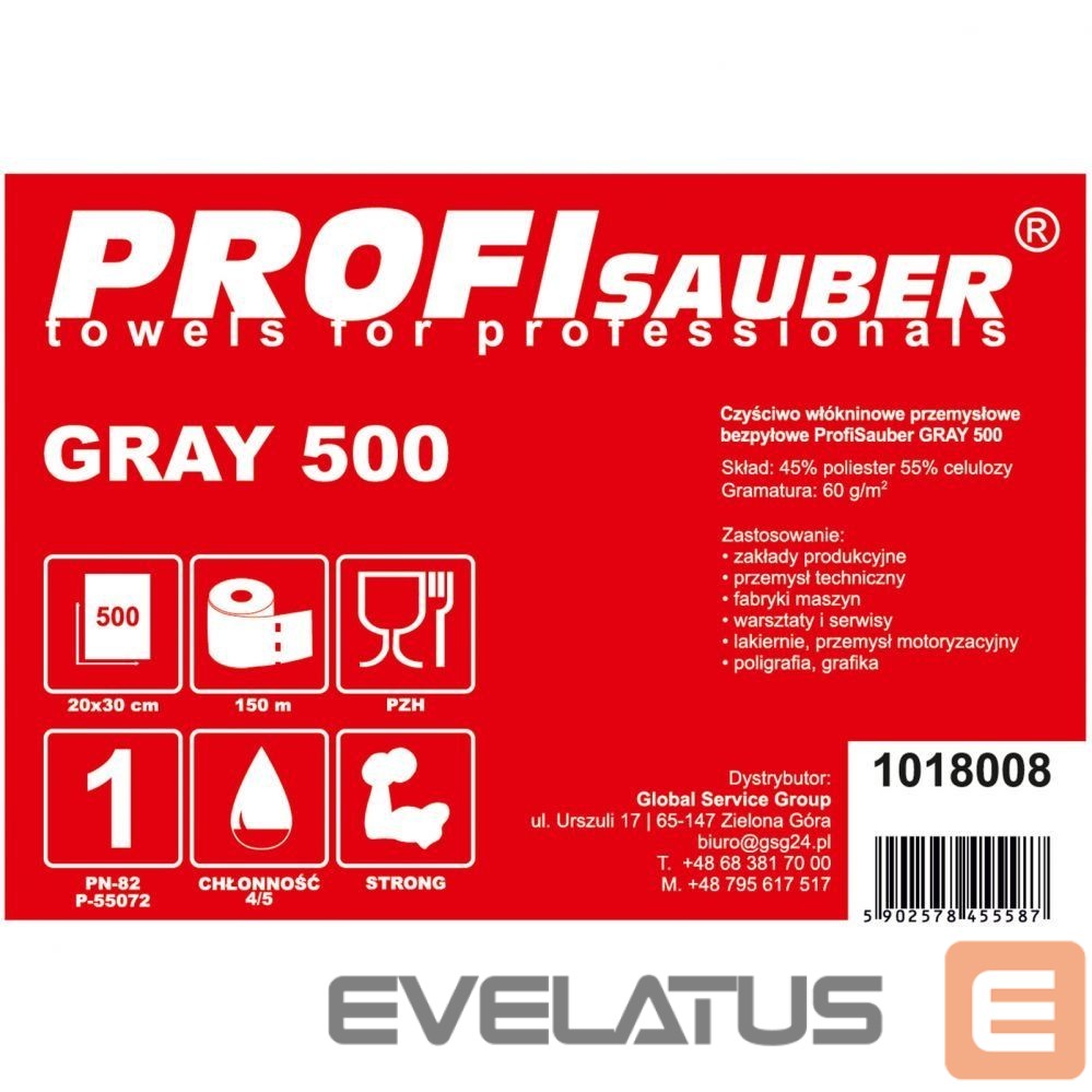 Car accessories Profi Sauber Gray nonwoven industrial cleaning cloth ProfiSauber GRAY 500