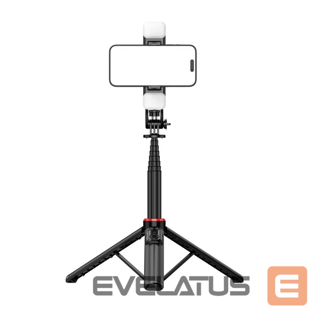 Camera accessory Hurtel Selfie stick WC12YDS 1.3m aluminum alloy telescopic tripod with dual lamp and phone holder - black
