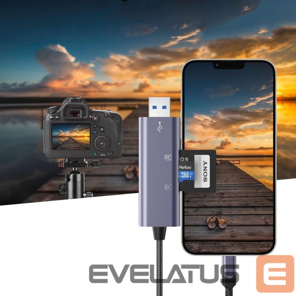 Flash drive Tech-Protect Tech-Protect UltraBoost SD/micro SD Card Reader with Lightning /USB-A Connector - Gray