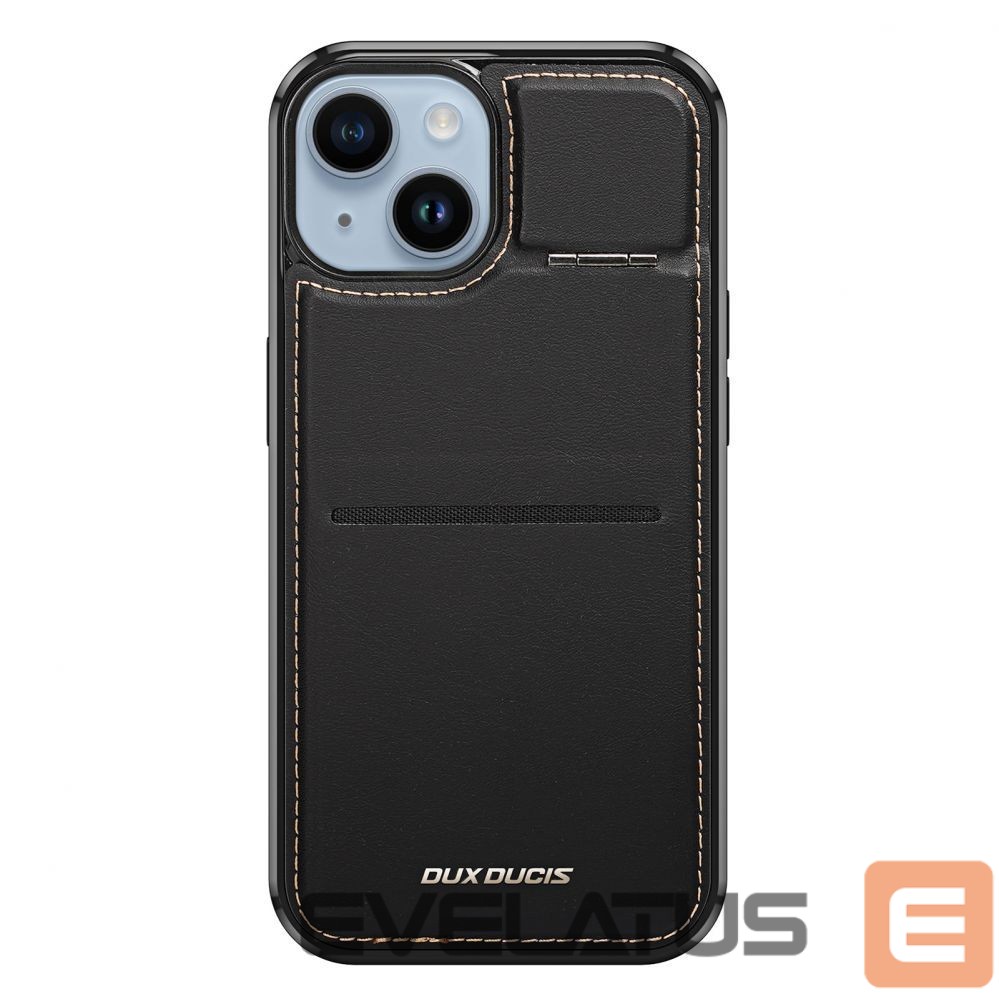 Back panel cover Dux Ducis 3in1 Wallet Case with Stand for iPhone 15 Plus MagSafe RFID Blocker Dux Ducis Rafi Mag - Black