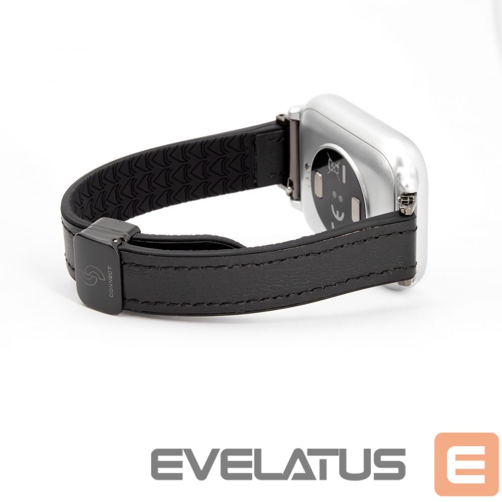Strap Connect 22mm Silicone Leather Watch Strap with Magnetic Black