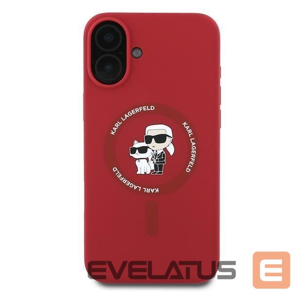 Back panel cover Karl Lagerfeld Karl Lagerfeld Silicone Karl&Choupette Heads Ring MagSafe Case for iPhone 16 Plus - Red