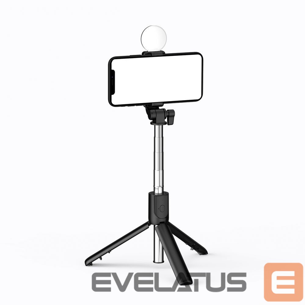 Camera accessory Hurtel Selfie stick WR1YXS telescopic tripod 0.71m with round lamp - black