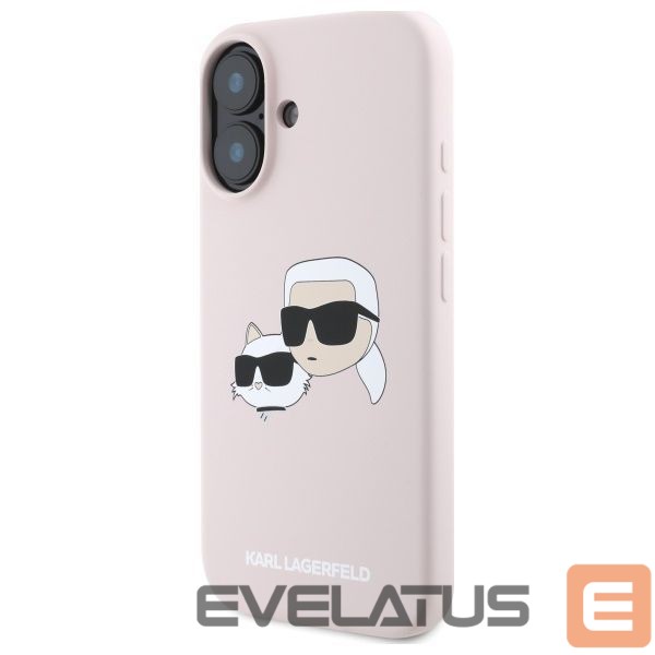 Back panel cover Karl Lagerfeld Karl Lagerfeld Silicone Nauble Heads Print MagSafe Case for iPhone 16 - Pink
