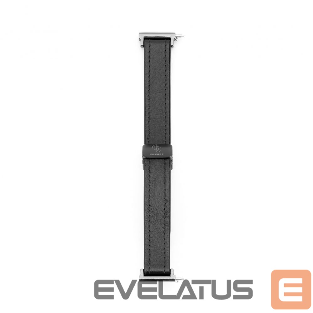 Strap Connect 22mm Silicone Leather Watch Strap with Magnetic Black