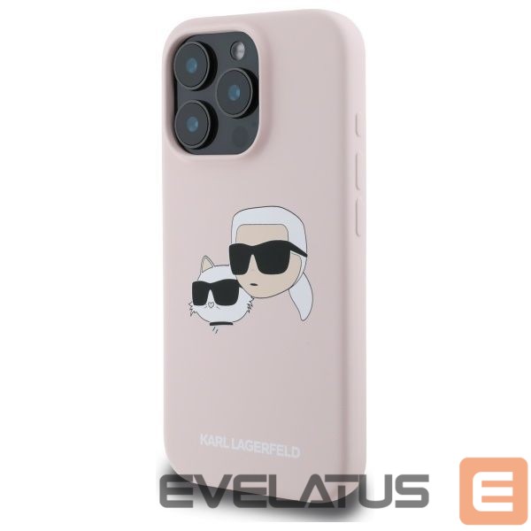 Back panel cover Karl Lagerfeld Karl Lagerfeld Silicone Nauble Heads Print MagSafe Case for iPhone 16 Pro Max - Pink