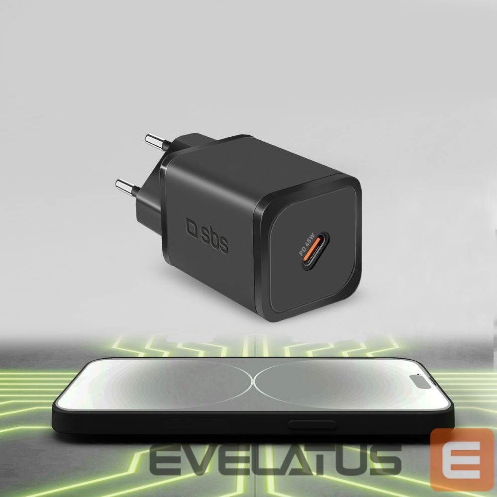 Adapter SBS SBS TETRGAN1C45W 45W GaN USB-C Wall Charger with Power Delivery - Black