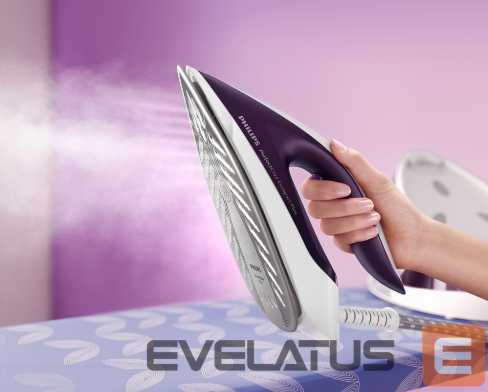Iron Philips Ironing System GC7933/30 PerfectCare Compact Plus 2400 W, 1.5 L, 6.5 bar, Auto power off, Vertical steam function, Calc-clean function, Purple, 120 g/min