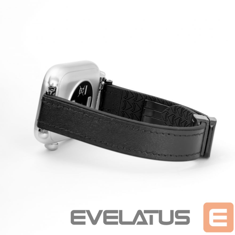 Strap Connect 22mm Silicone Leather Watch Strap with Magnetic Black