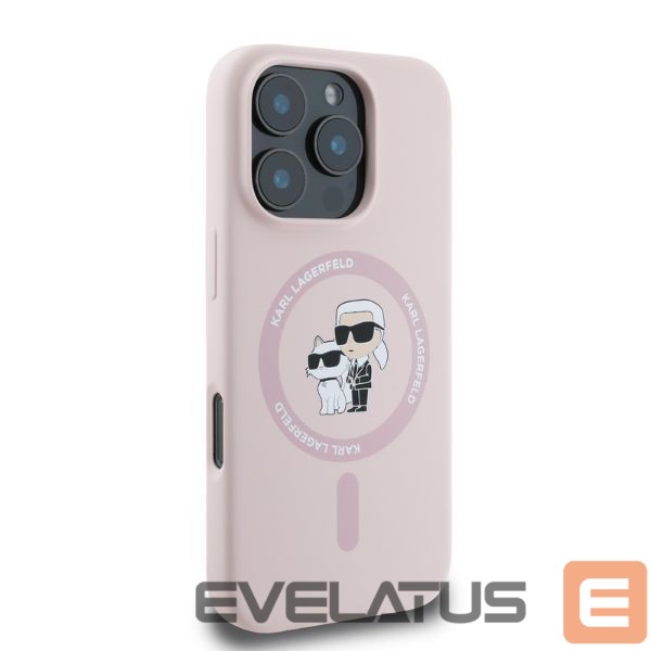 Back panel cover Karl Lagerfeld Karl Lagerfeld Silicone Karl&Choupette Heads MagSafe Case for iPhone 16 Pro Max - Pink