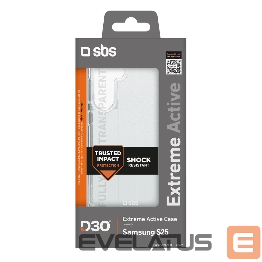 Back panel cover SBS SBS D3O Case for Samsung Galaxy S25 - Transparent