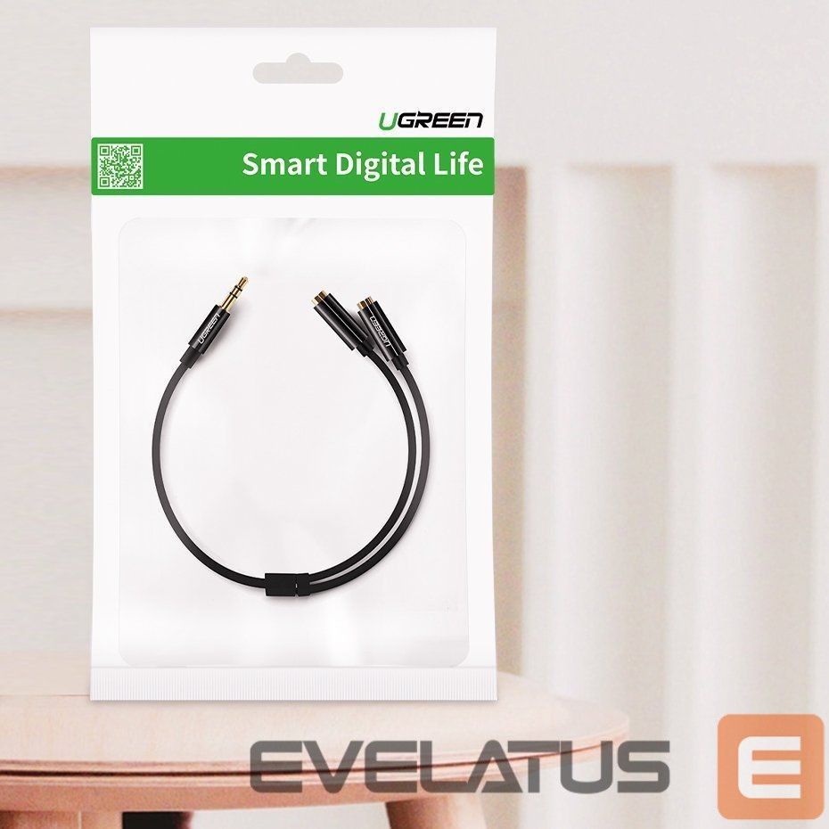 Cable Ugreen cable 3.5 mm headphone splitter mini jack AUX 25cm black (20816) Black