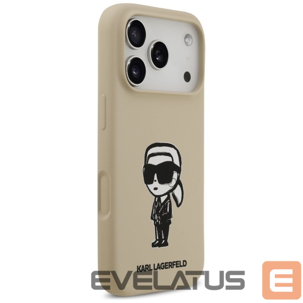 Back panel cover Karl Lagerfeld Apple KARL LAGERFELD case for IPHONE 17 Pro compatible with MagSafe KLHMP17LSKIGROW (Silicone W/ KL Sketch & Logo) brown Brown