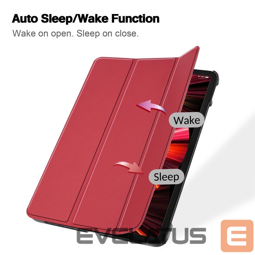 Book case iLike Galaxy Tab S9 FE Plus Tri-Fold Eco-Leather Stand Case Coral Pink