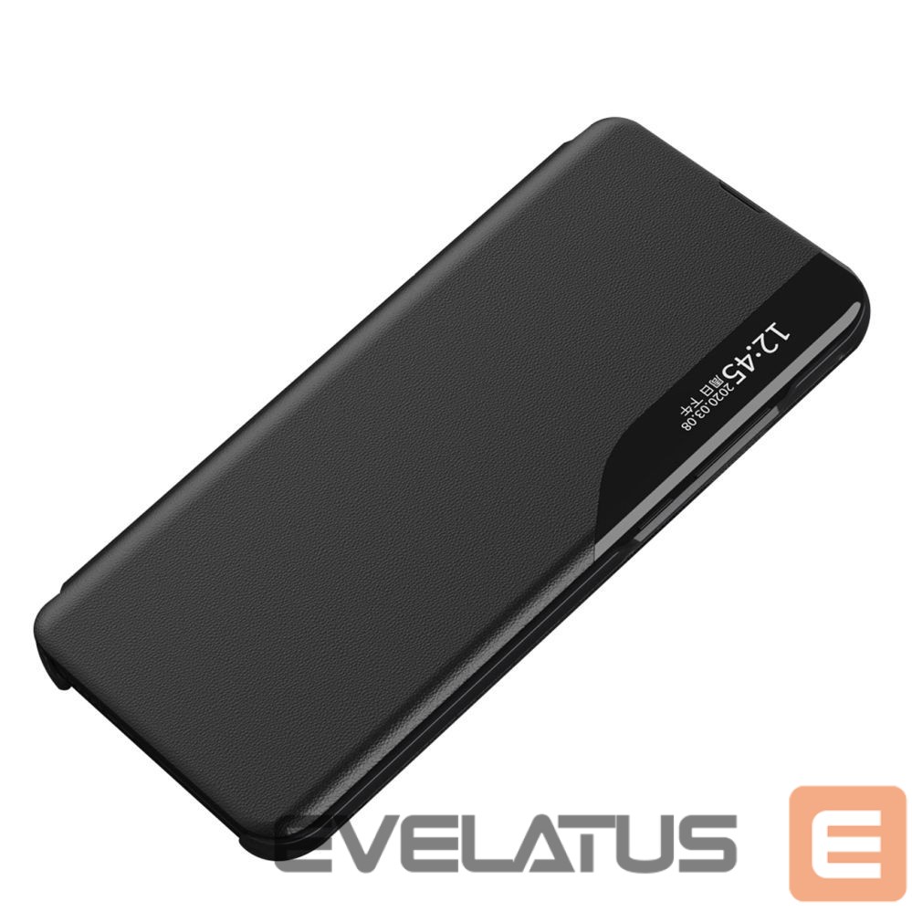 Back panel cover Hurtel Eco Leather View Case elegant case with flap and stand for iPhone 16e - black