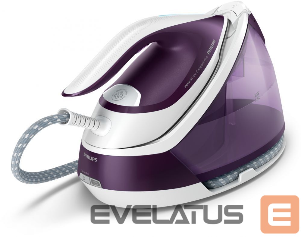 Iron Philips Ironing System GC7933/30 PerfectCare Compact Plus 2400 W, 1.5 L, 6.5 bar, Auto power off, Vertical steam function, Calc-clean function, Purple, 120 g/min