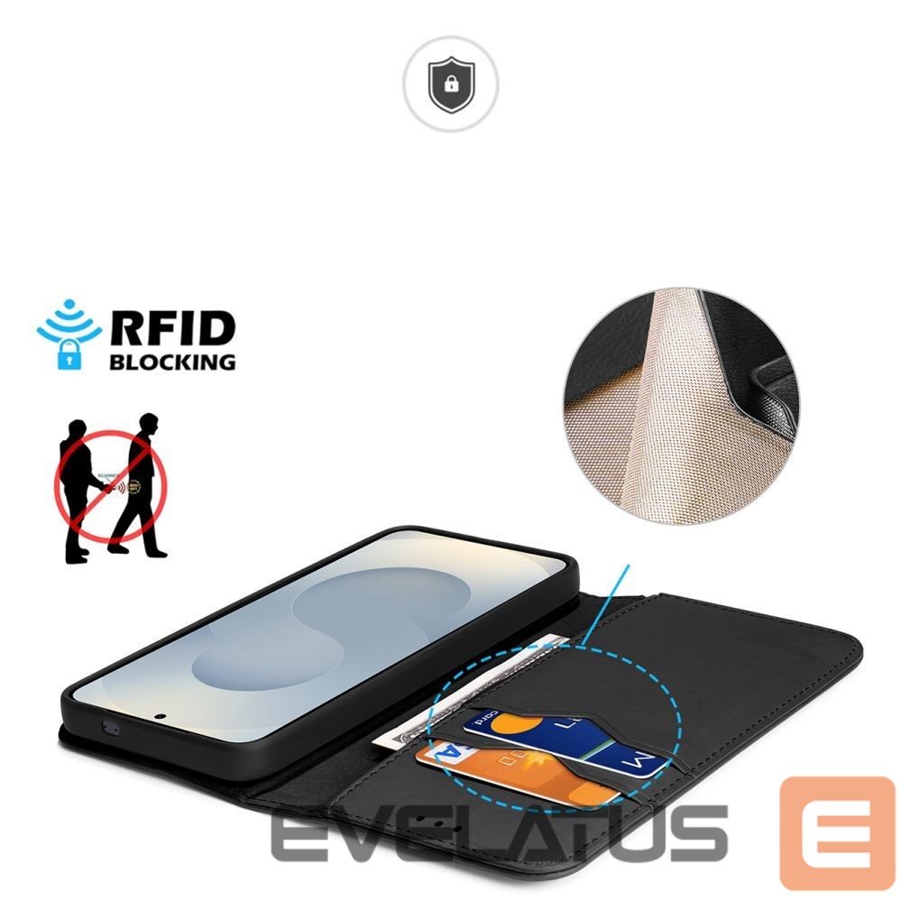 Back panel cover Dux Ducis Dux Ducis Hivo Samsung Galaxy S25 Edge Case with Flip and RFID Protection - Black