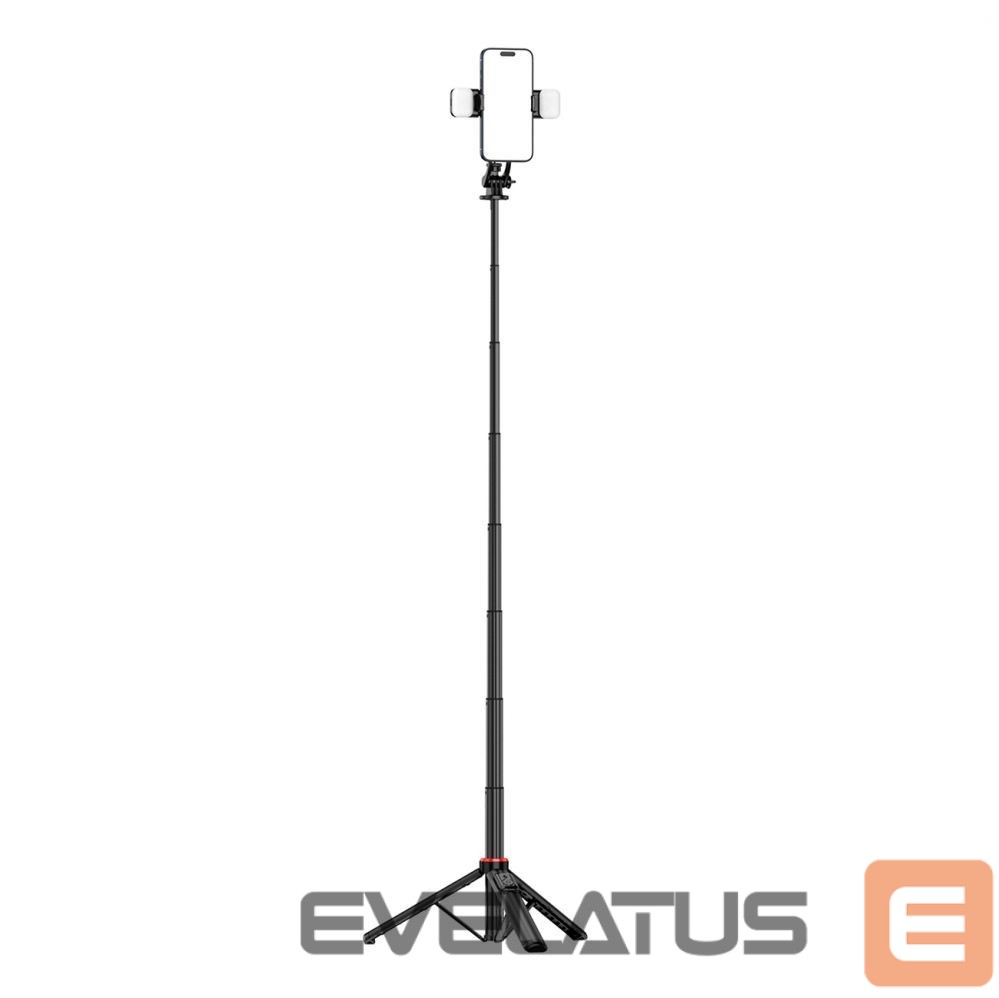 Camera accessory Hurtel Selfie stick WC12YDS 1.3m aluminum alloy telescopic tripod with dual lamp and phone holder - black