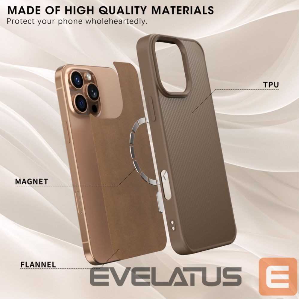 Back panel cover Wozinsky Wozinsky Carbon Fiber Case with MagSafe for Samsung Galaxy S25+ - Brown