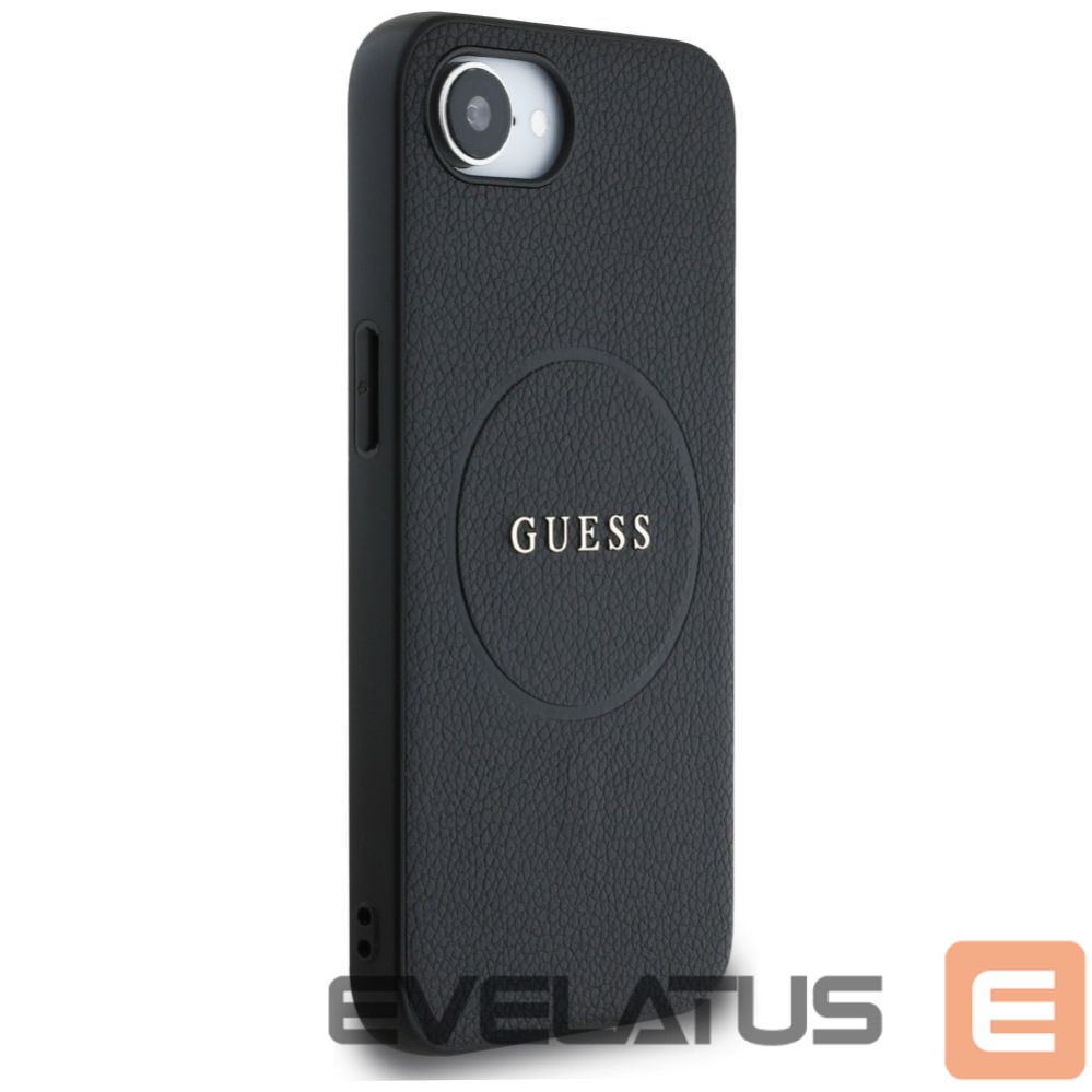 Back panel cover Guess Guess PU Grained Classic Logo case with MagSafe for iPhone 16e - black
