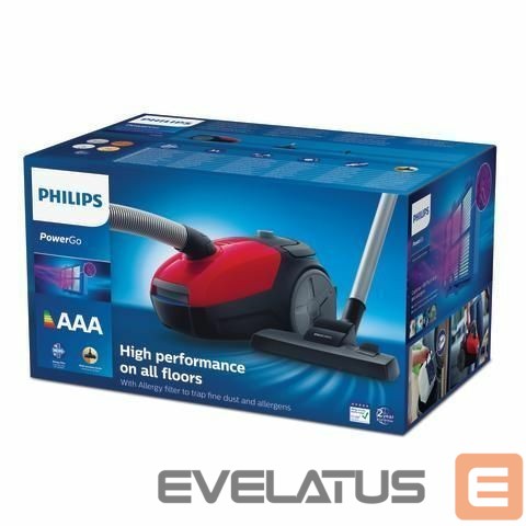 Vacuum cleaner Philips Vacuum cleaner FC8243/09 Bagged, Power 900 W, Dust capacity 3 L, Red/Black